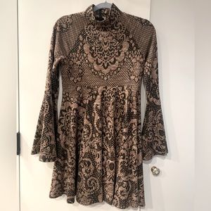 Free People Lorelai Bell Sleeve Retro Mini Dress Size S